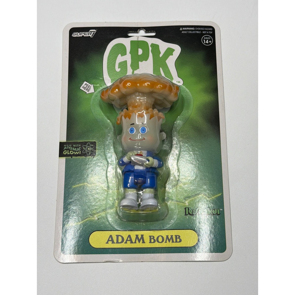 Super7 Garbage Pail Kids Adam Bomb ReAction Figure Atomic Glow GPK‎ 3.75 Inch